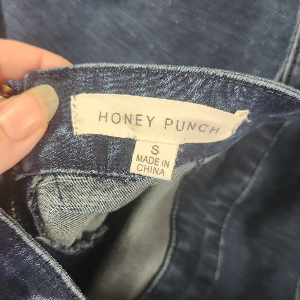 Honey‎ Punch Denim Blue Jean Jumpsuit Strappy Back Skinny Jean S Retro Y2K Boho - Picture 7 of 8